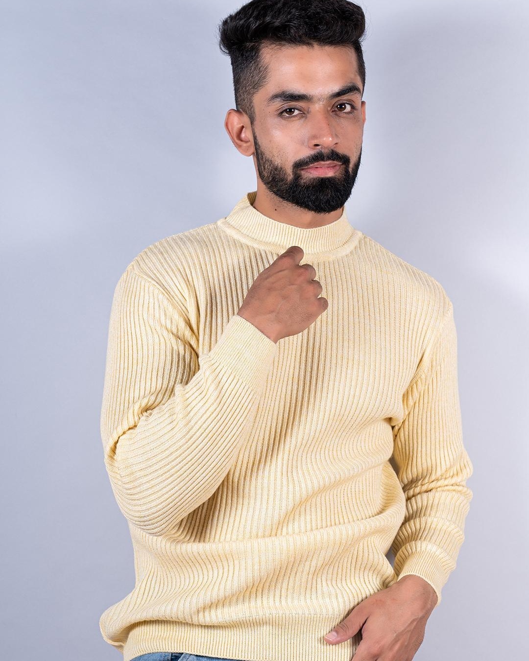 Buy Men's Yellow Relaxed Fit Turtle Neck Sweater for Men Yellow Online ...