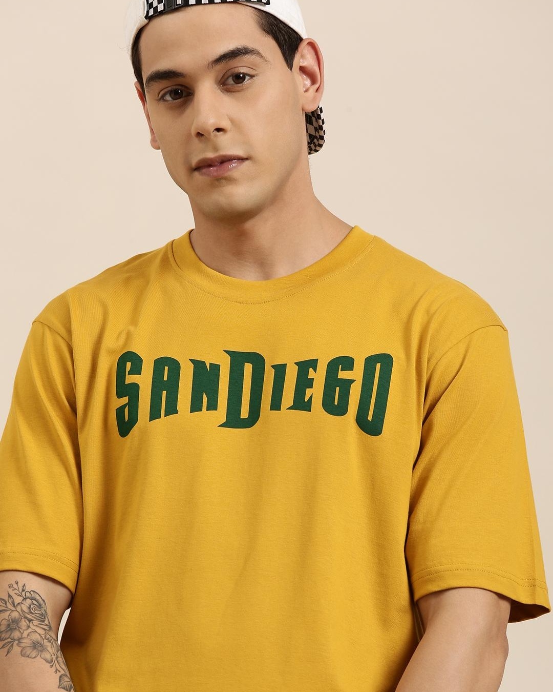 Buy Men's Yellow Sandiego Typography Oversized T-shirt Online at Bewakoof
