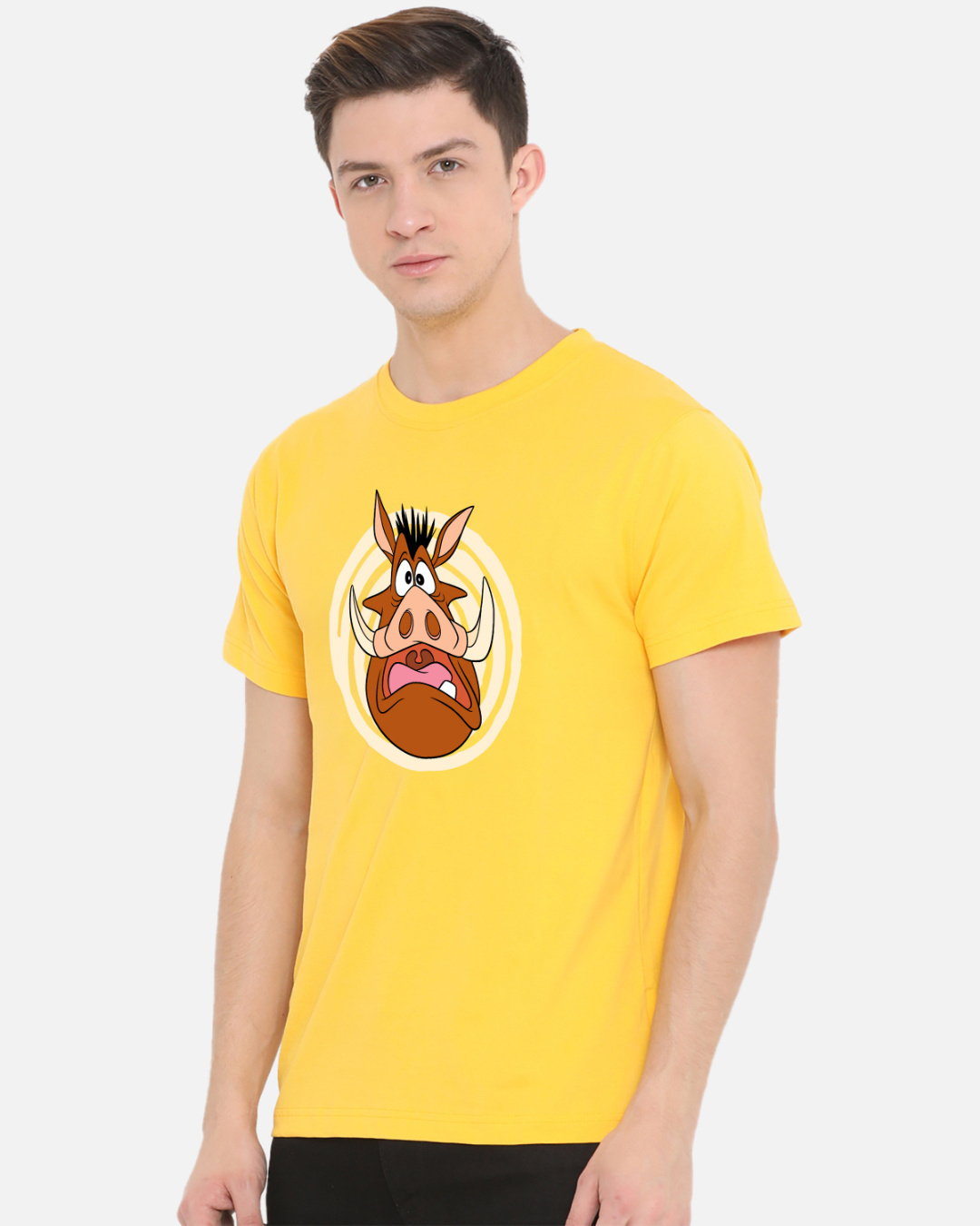 Shop Men's Yellow Scared Pumba Graphic Printed T-shirt-Back