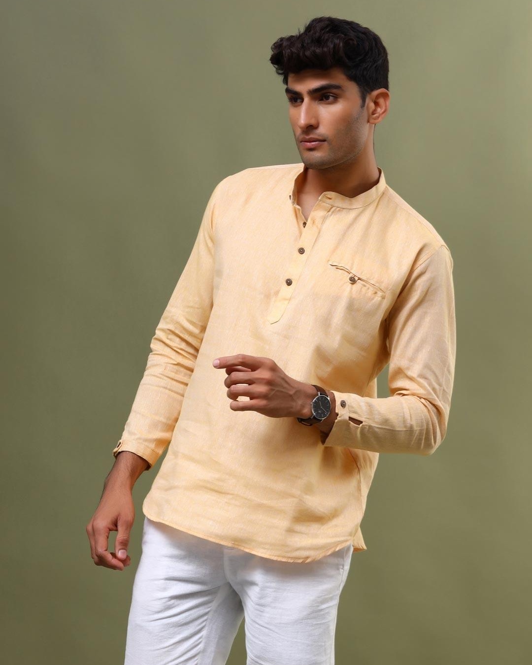 Buy Men's Yellow Short Kurta Online at Bewakoof