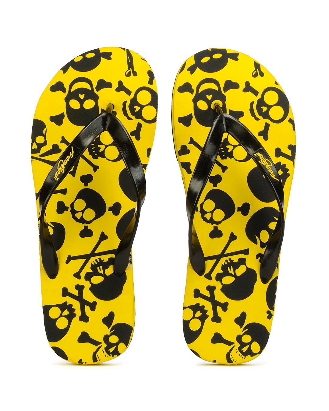 Shop Men's Yellow Skull Flip Flops-Front
