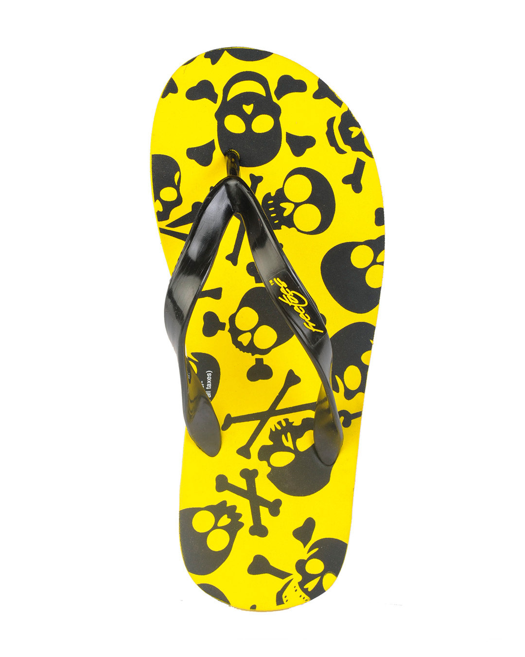 Shop Men's Yellow Skull Flip Flops-Back