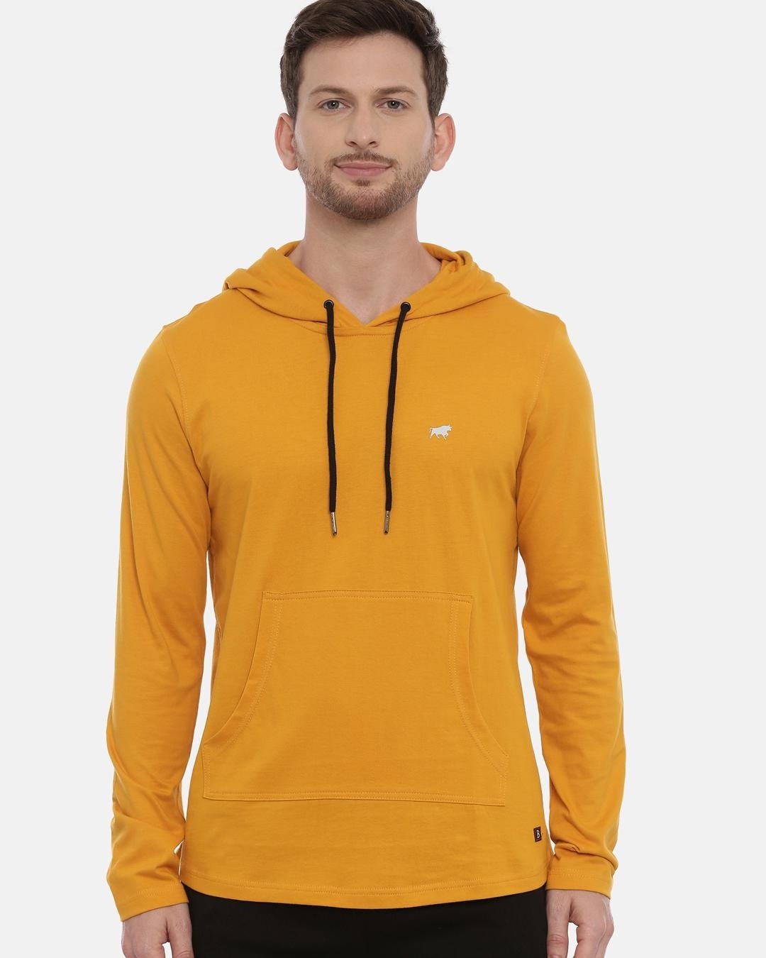 Buy Men's Yellow Slim Fit Hoodie Online at Bewakoof