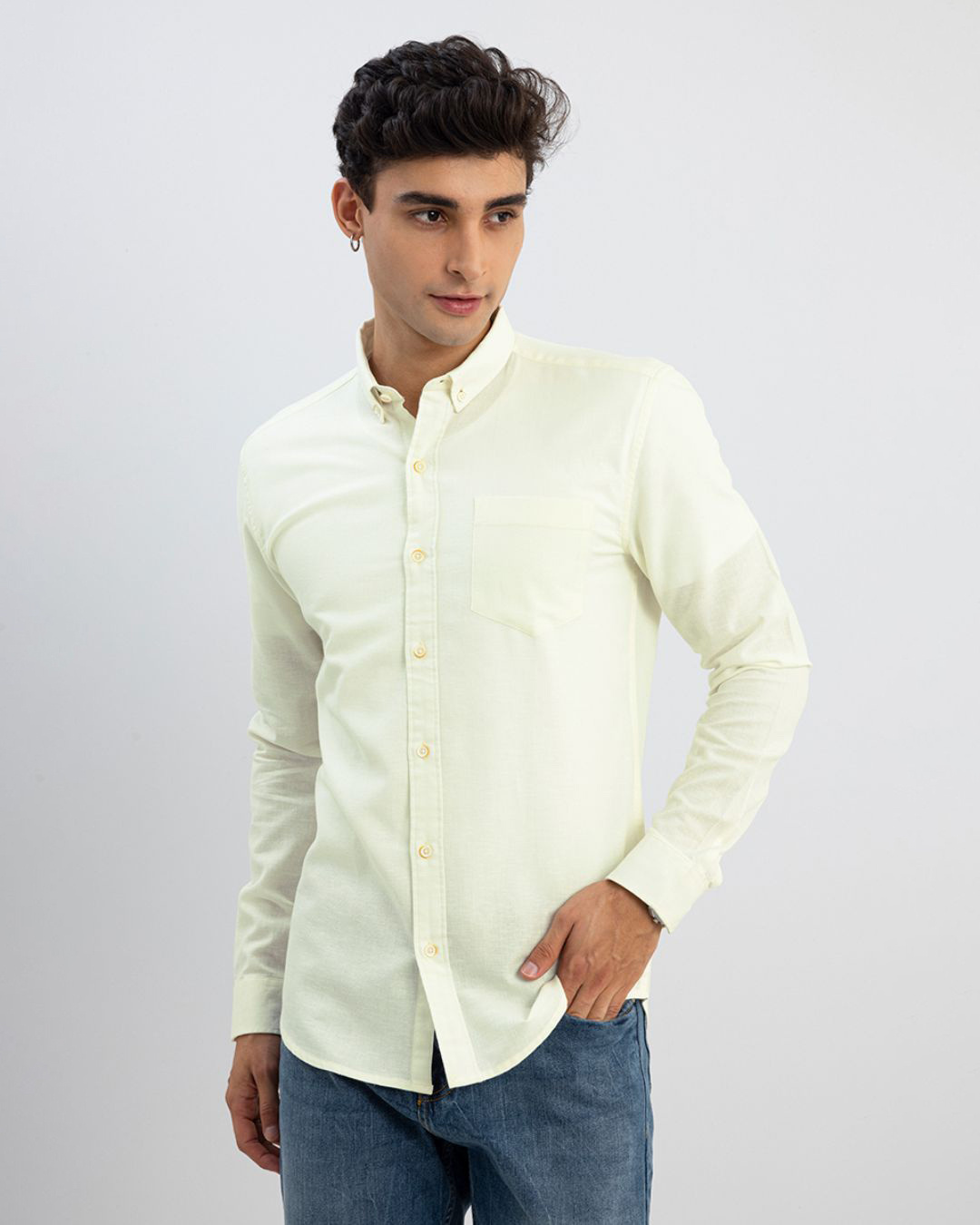 Shop Men's Yellow Slim Fit Shirt-Back