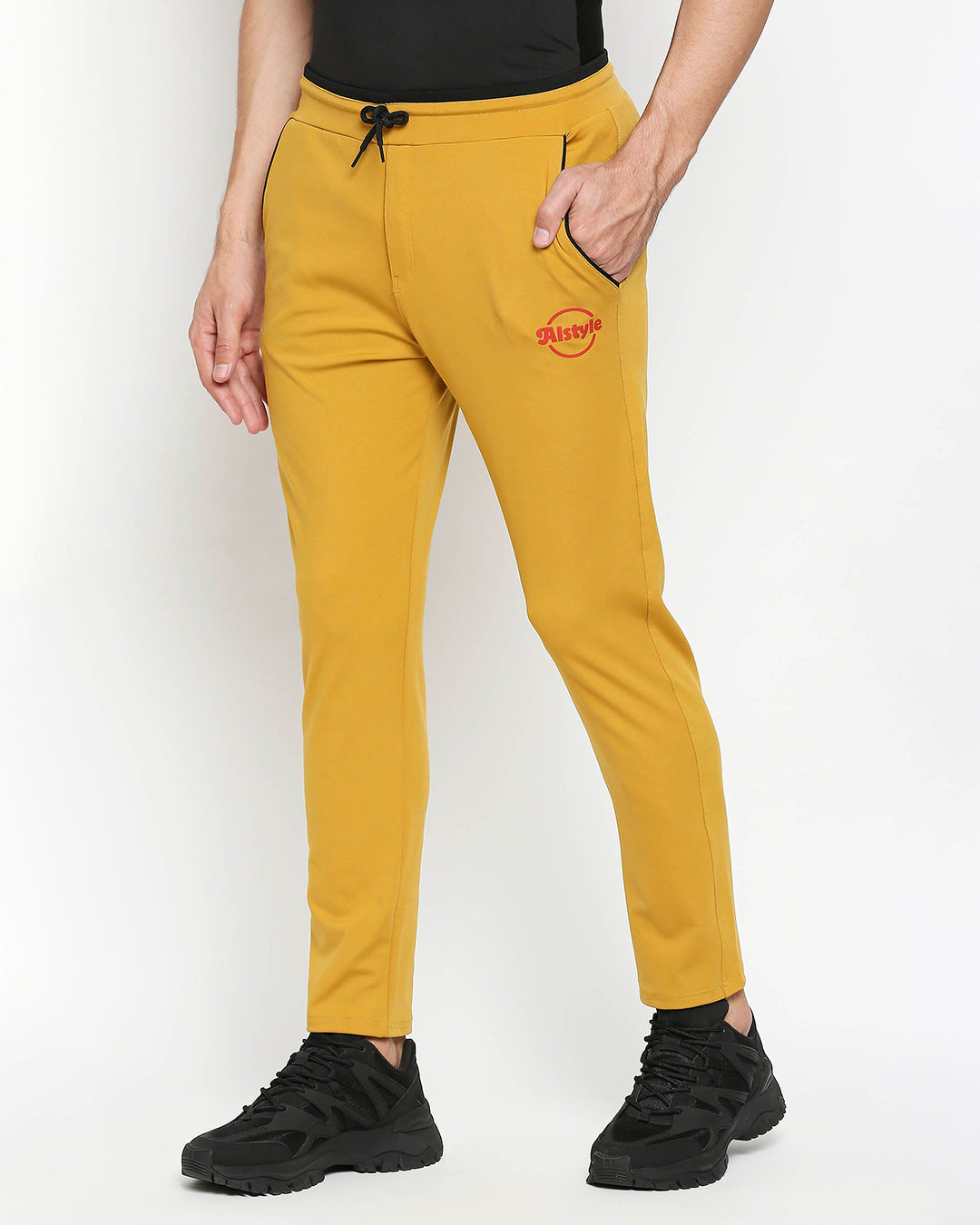 Shop Men's Yellow Solid Regular Fit Track Pants-Back