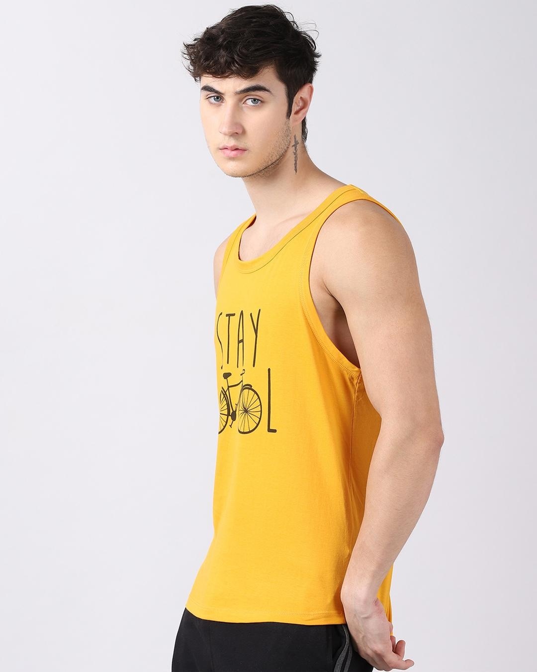 Shop Men's Yellow Stay Cool Typography Vest-Back