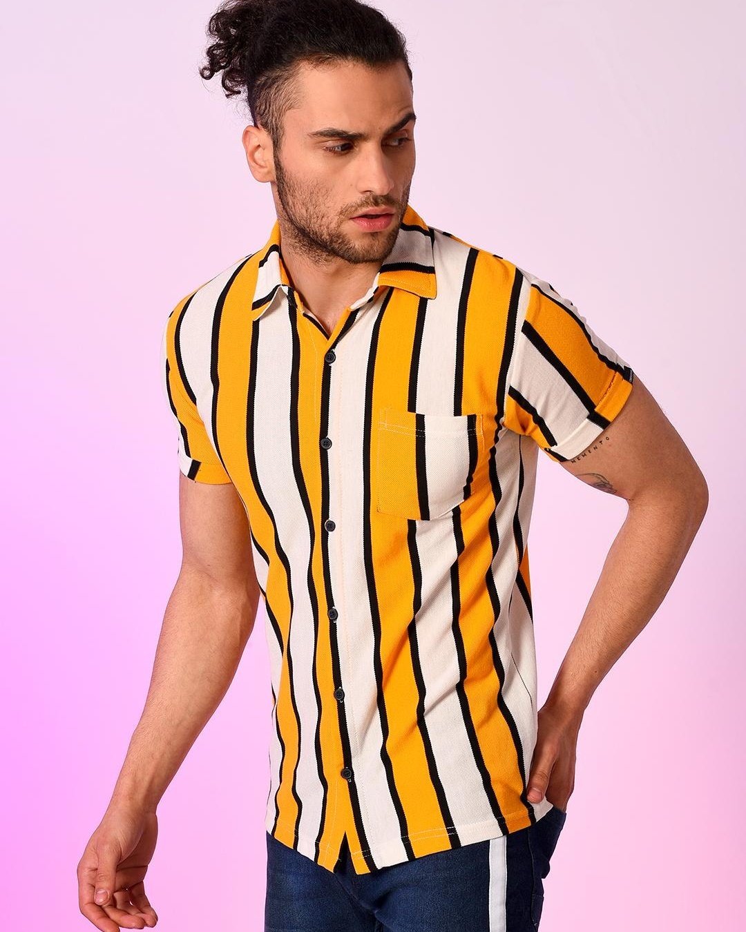 Buy Men's Yellow Striped Shirt Online in India at Bewakoof