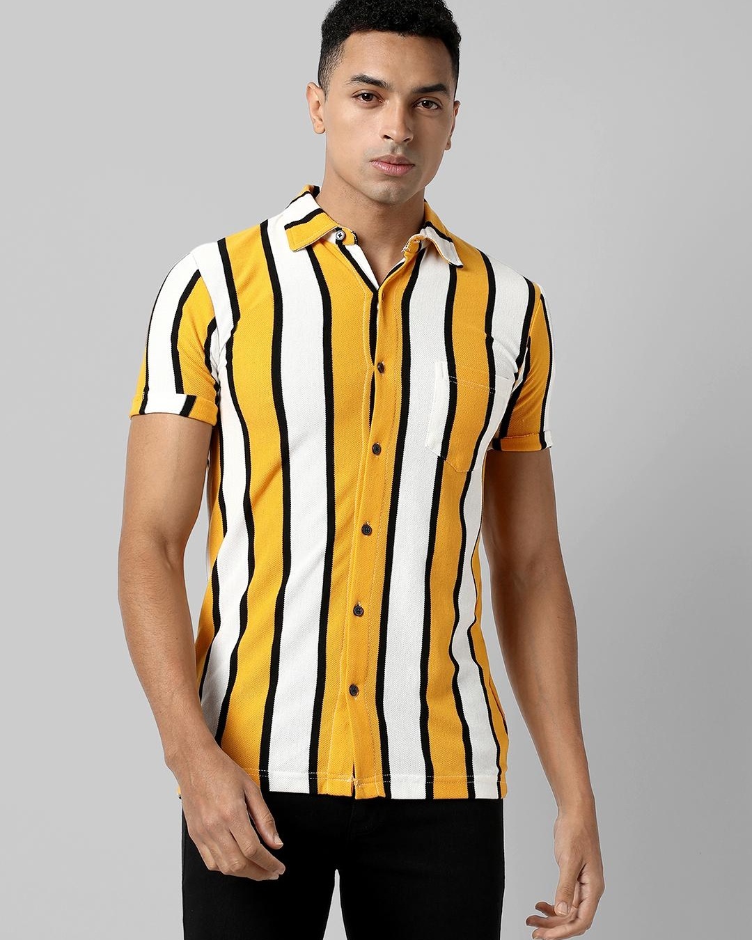 Buy Men's Yellow Striped Shirt for Men Yellow Online at Bewakoof