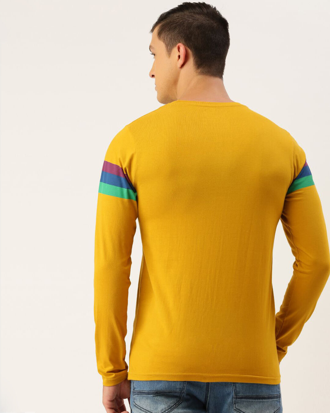 Shop Men's Yellow Striped T-shirt-Back