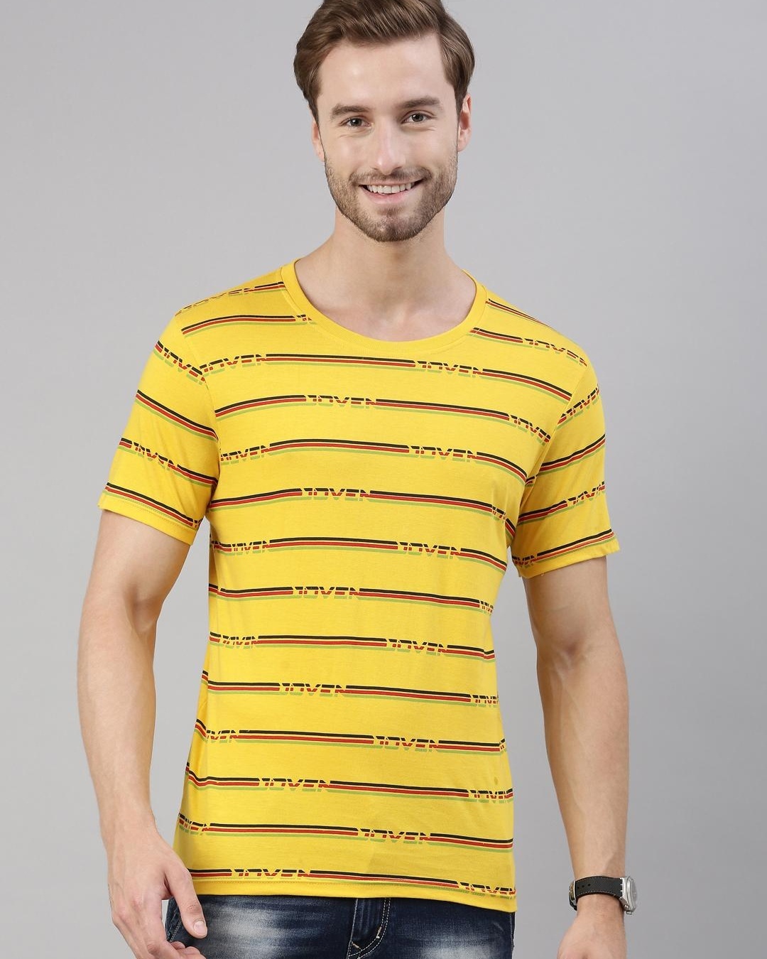 Buy Men's Yellow Striped T-shirt for Men Yellow Online at Bewakoof
