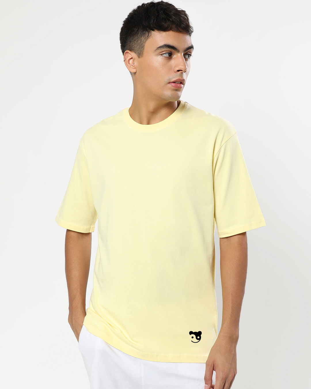 Shop Men's Yellow The Perfect Panda Back Graphic Printed Oversized T-shirt-Back