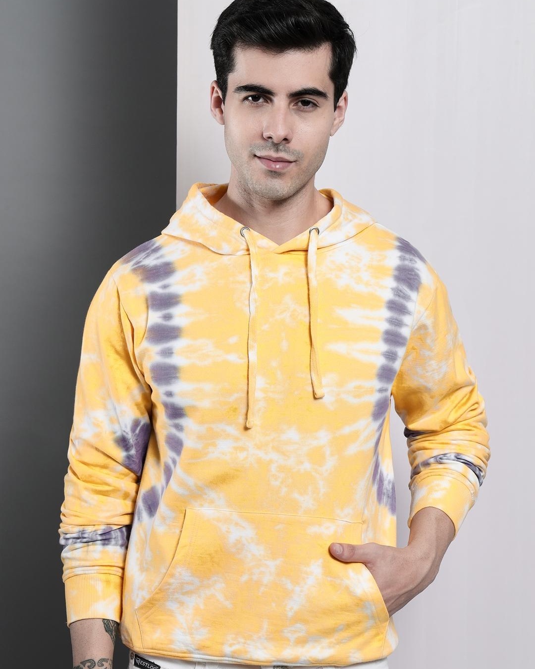 Tee-shirt avec rayures tie and dye - Jaune - - 3.00