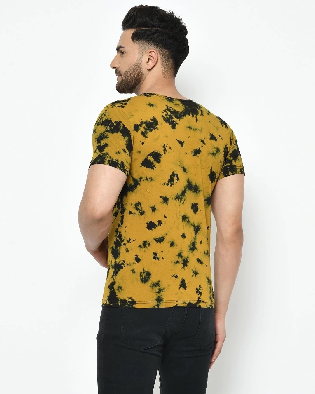 Shop Men's Yellow Tie & Dye Slim Fit T-shirt-Back