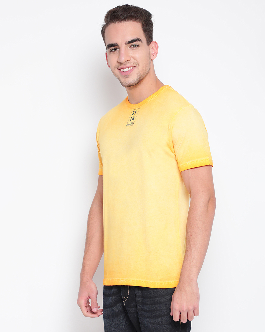 Shop Men's Yellow Typography T-shirt-Back