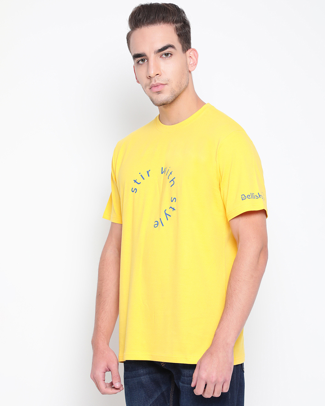 Shop Men's Yellow Typography T-shirt-Back