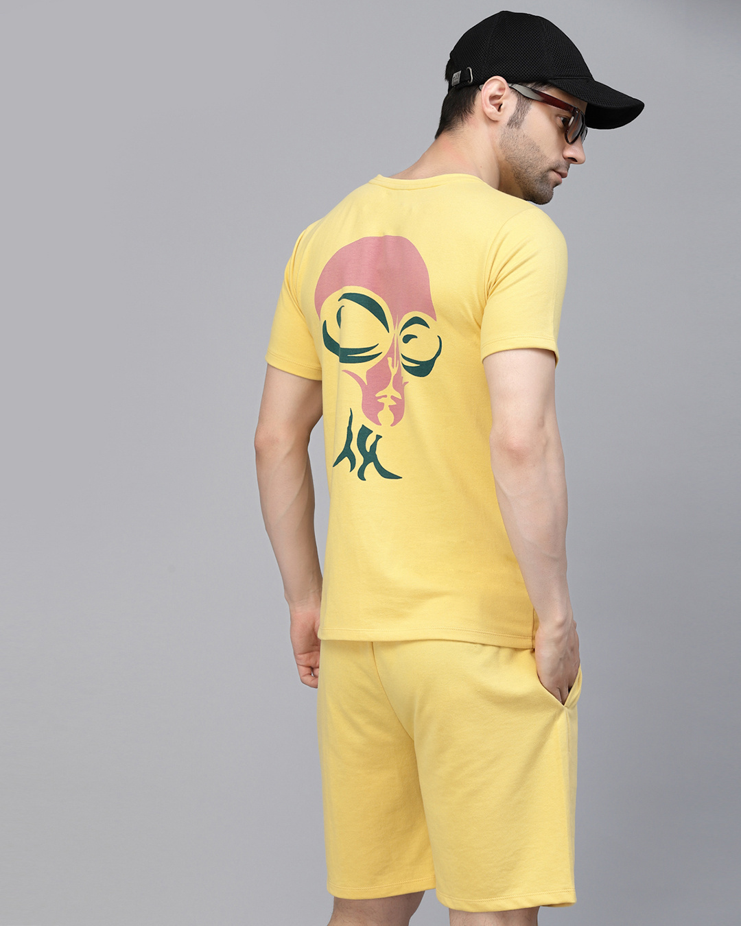 Shop Men's Yellow Graphic Printed Slim Fit Co-ordinates-Back