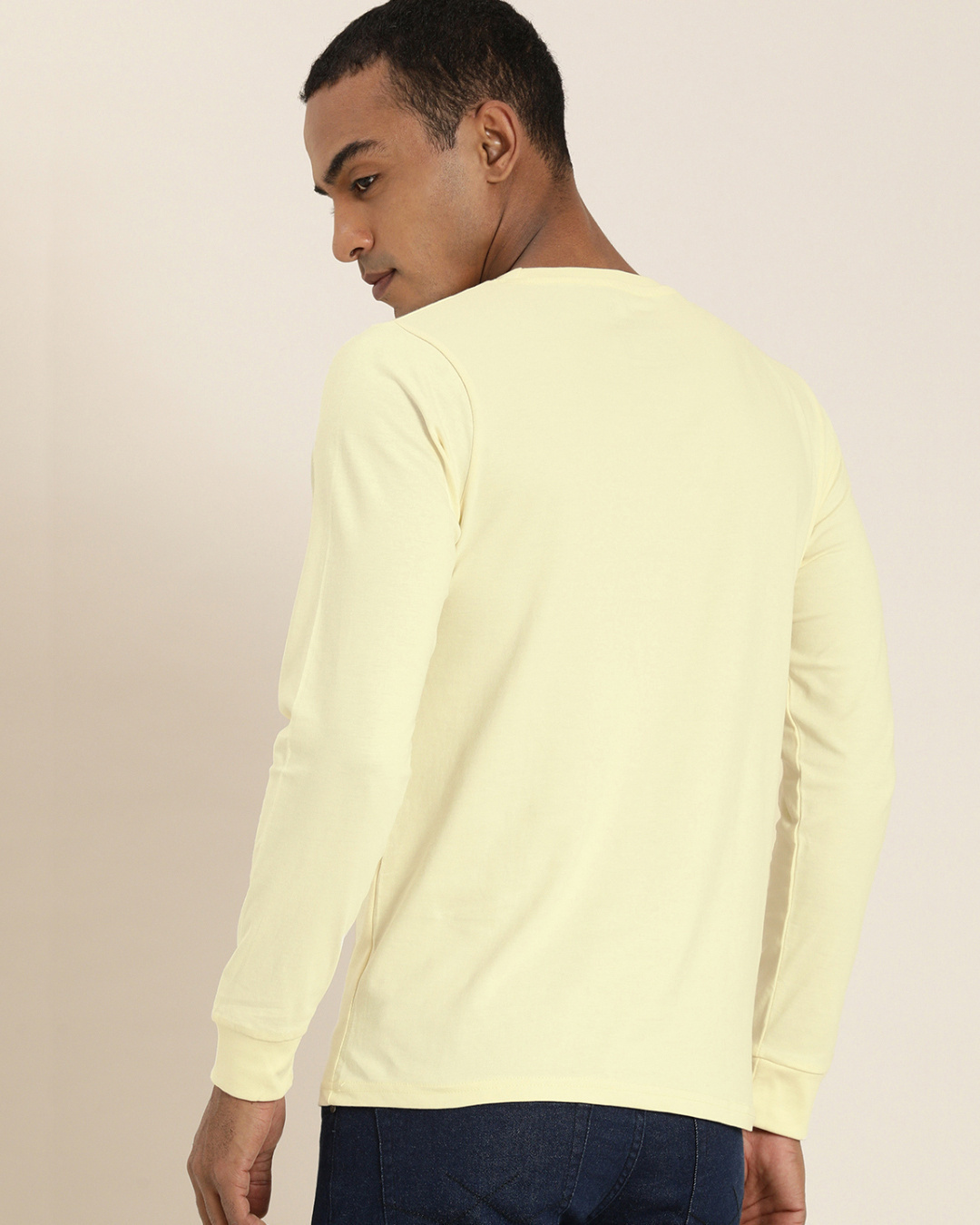 Shop Men's Yellow Typography Slim Fit T-shirt-Back