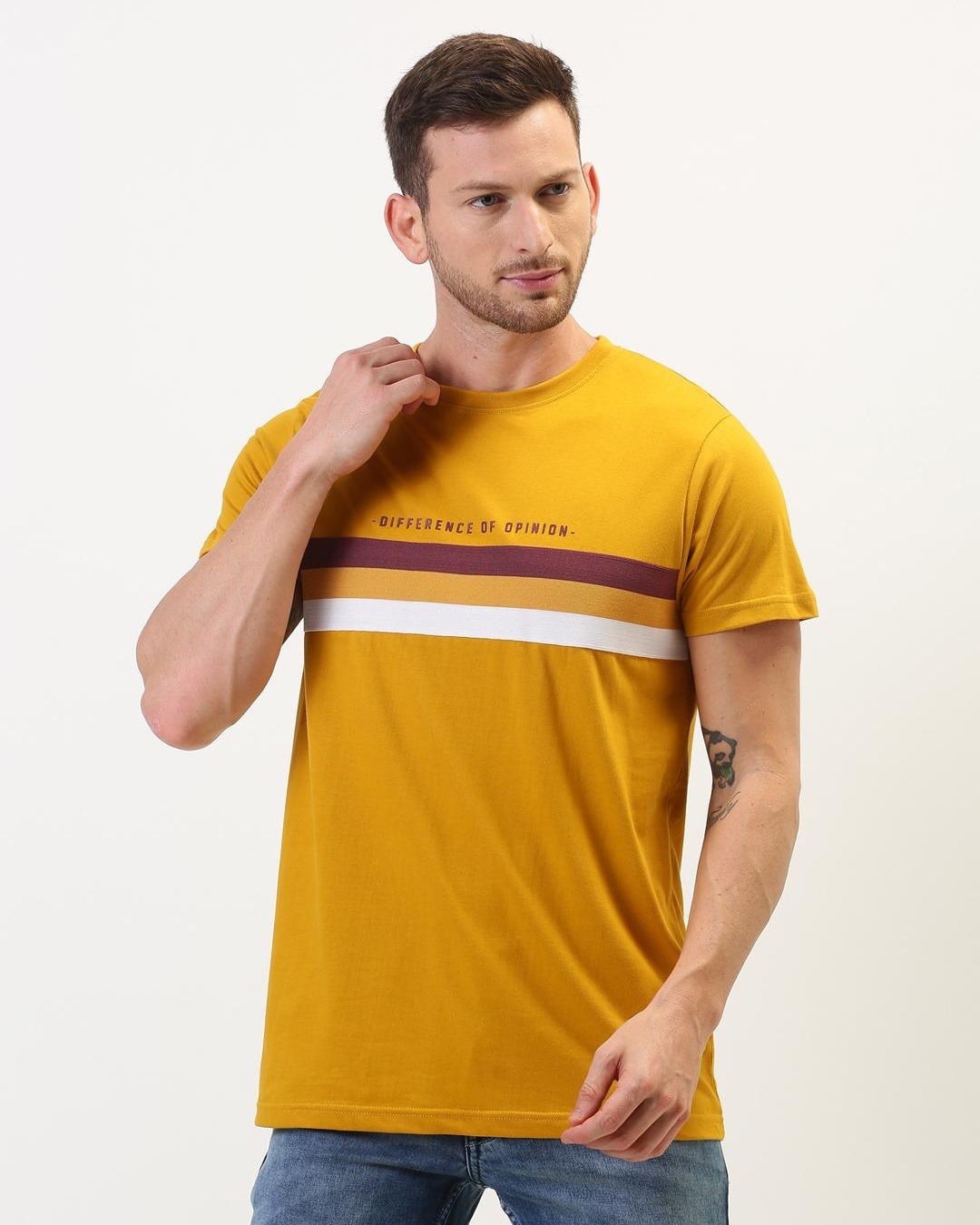 Buy Men's Yellow Typography Slim Fit Tshirt Online at Bewakoof