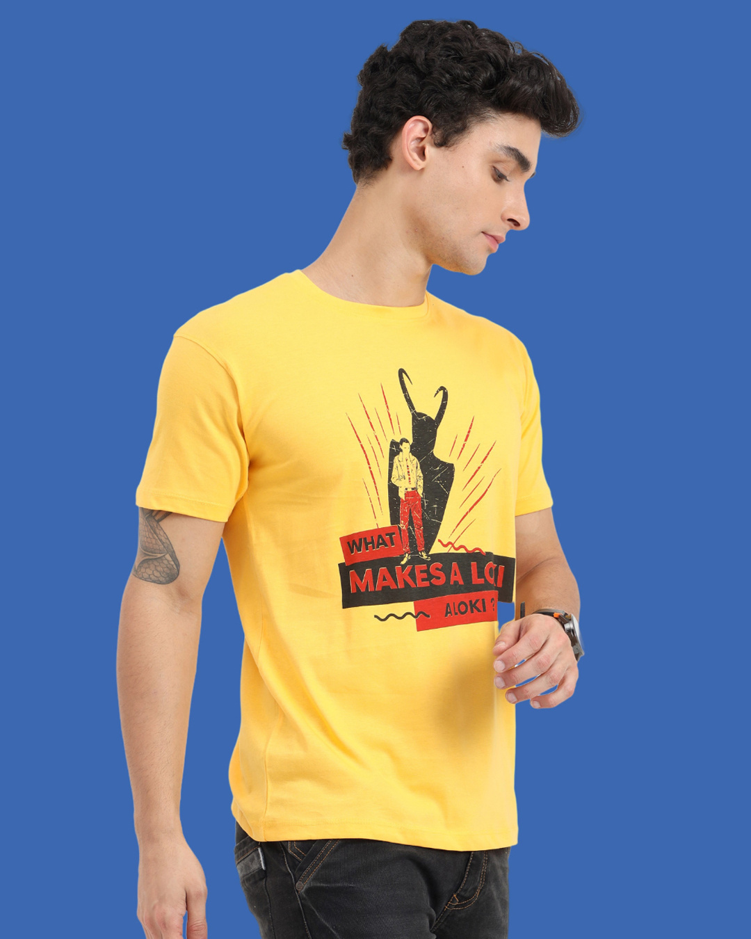 Shop Men's Yellow What Makes A Loki Typography T-shirt-Back