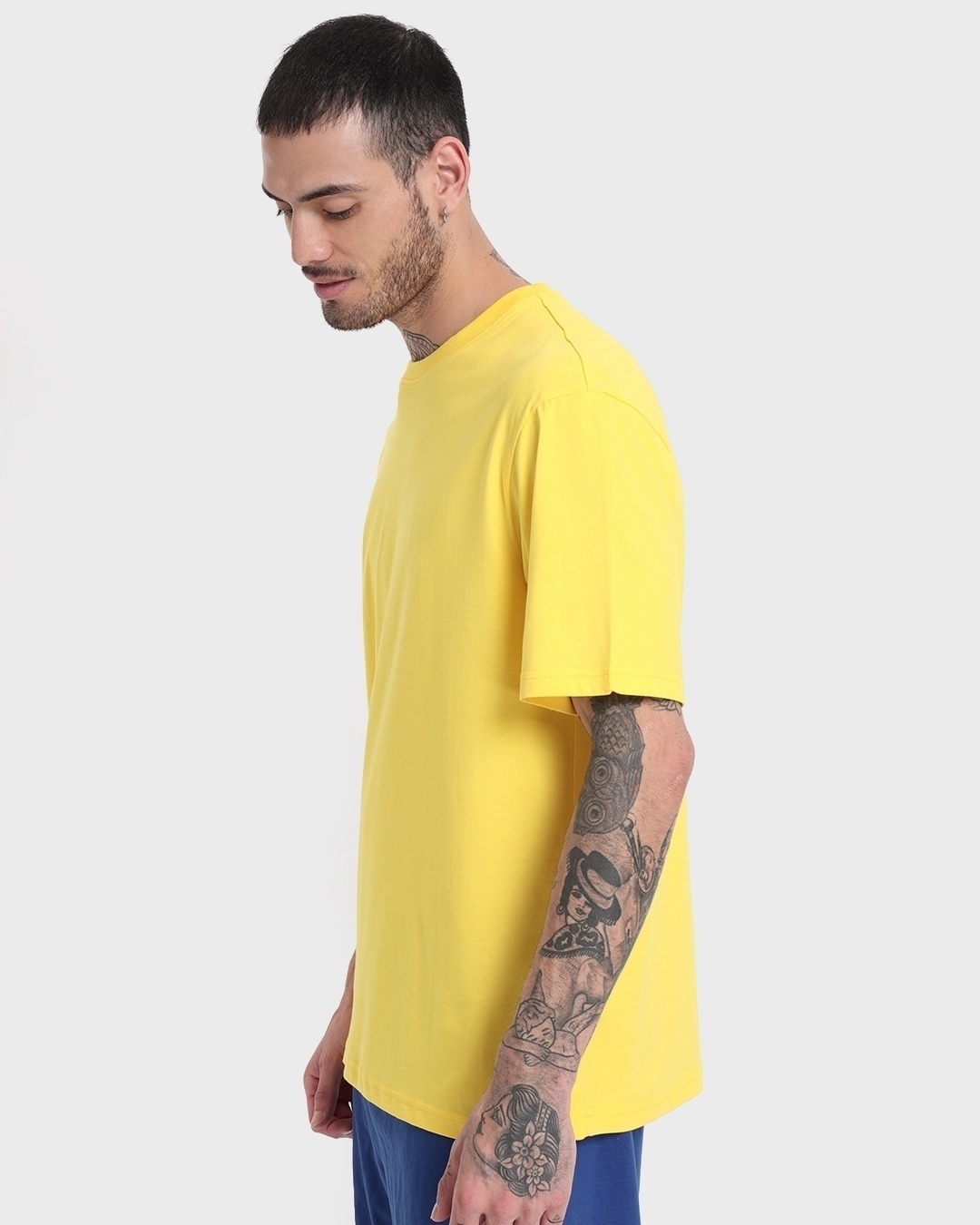 Shop Men's Yellow Oversized T-shirt-Back