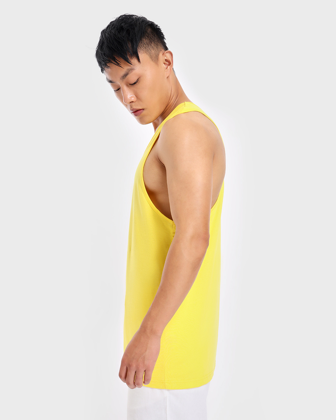 Shop Men's Yellow Scoop Neck Oversized Vest-Back