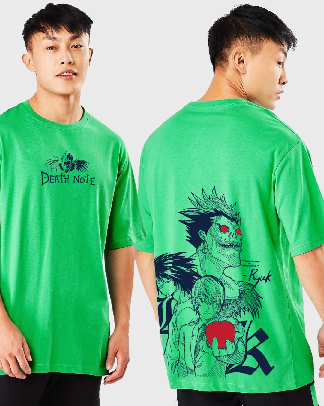 Buy Men's Deep Mint Green Shinigami Ryuk Graphic Printed Oversized T ...