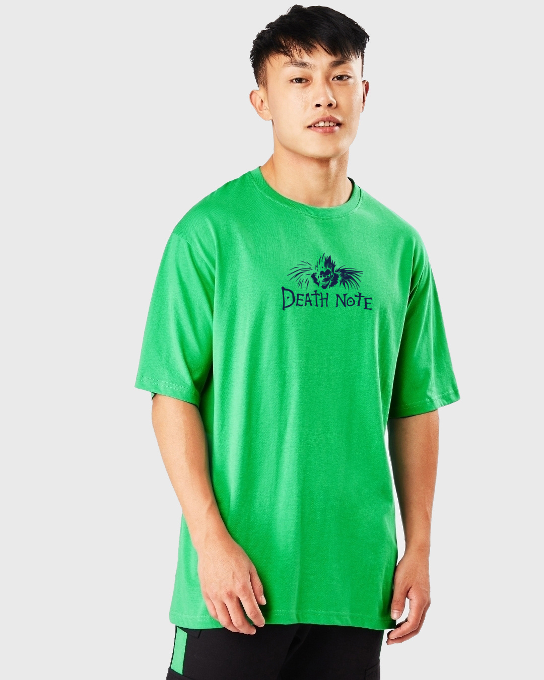 Shop Men's Deep Mint Green Shinigami Ryuk Graphic Printed Oversized T-shirt-Back
