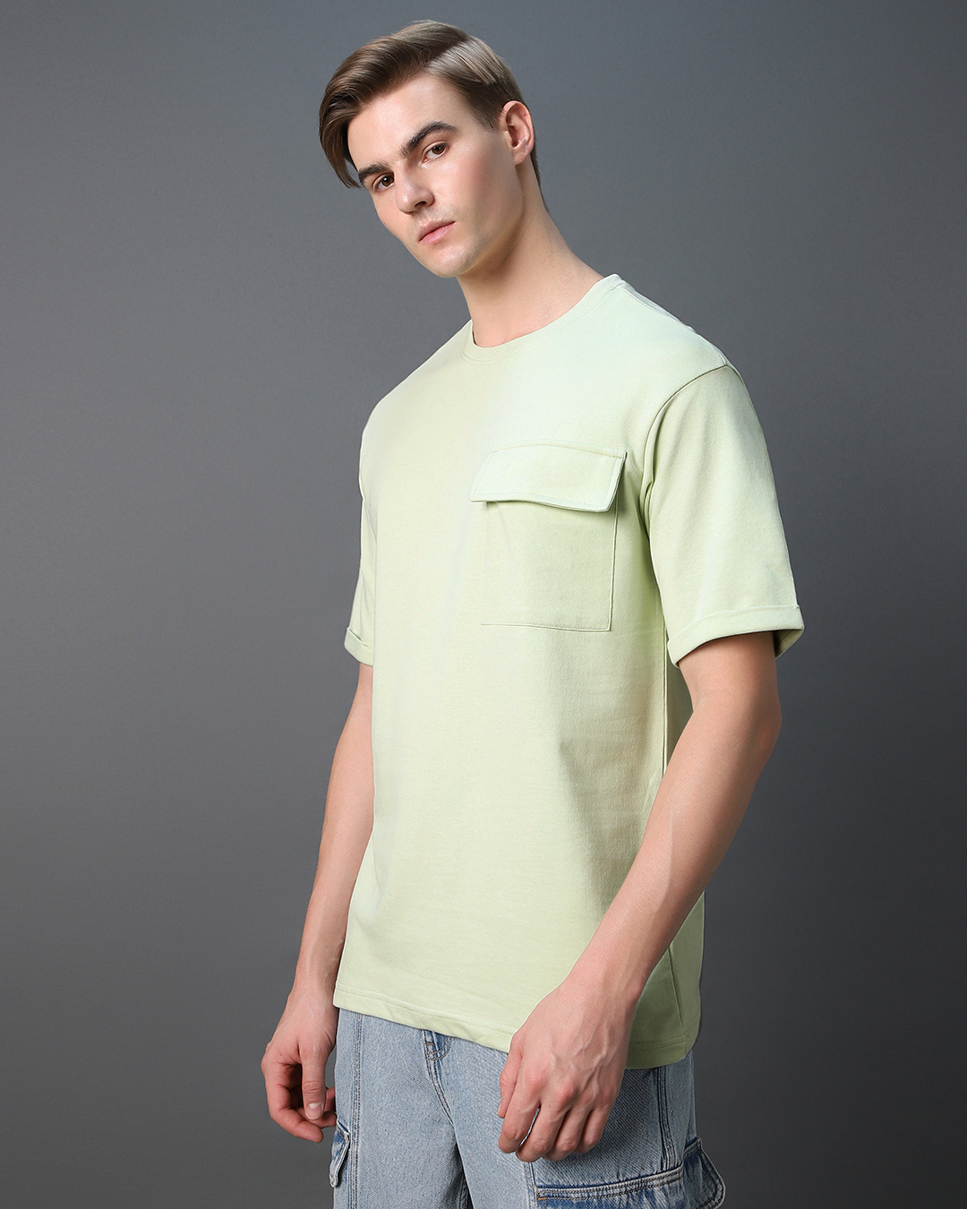 Shop Men's Green Oversized T-shirt-Back