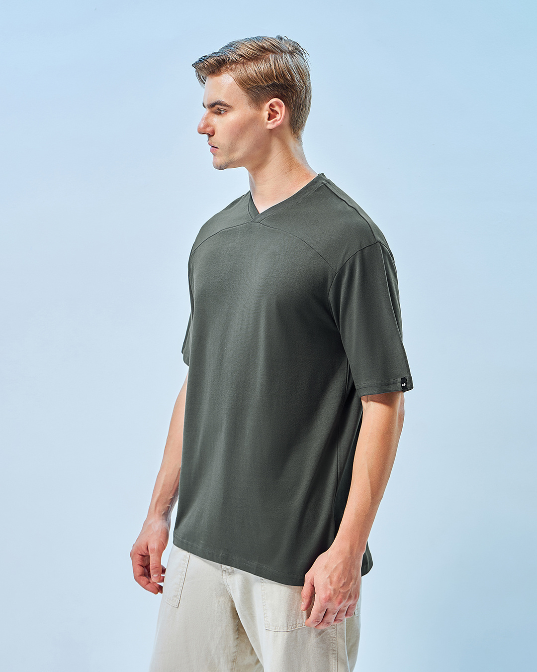 Shop Men's Grey Oversized T-shirt-Back
