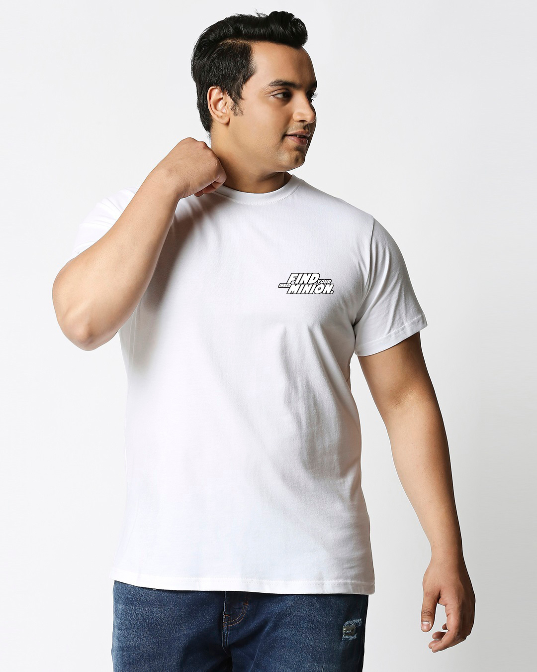 Shop Men's White Find Your Minion Graphic Printed Plus Size T-shirt-Back