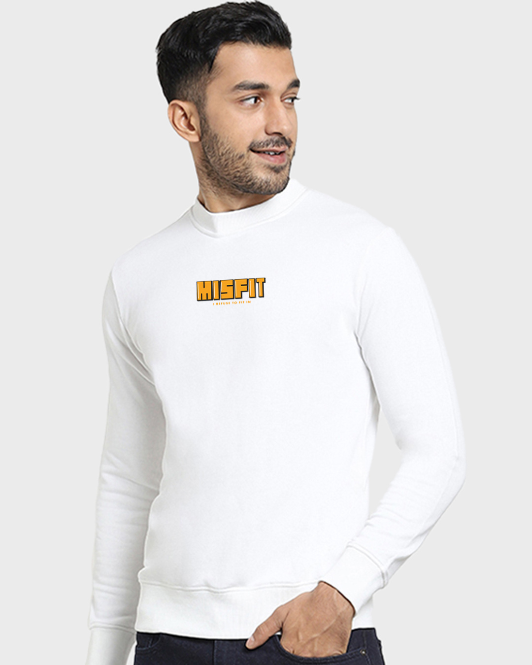 Shop Men's White Misfit Graphic Printed Sweatshirt-Back