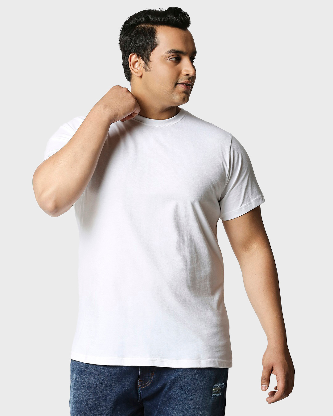 Shop Pack of 2 Men's White & Blue Plus Size T-shirt-Back