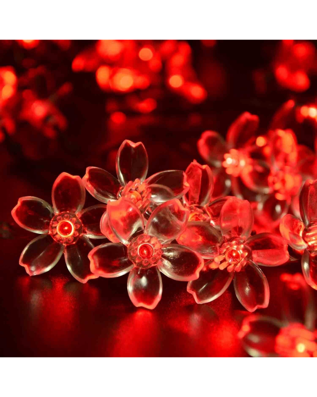 Shop 20 LED 4 Meter Red Blossom Flower Fairy Decoration Lights-Back