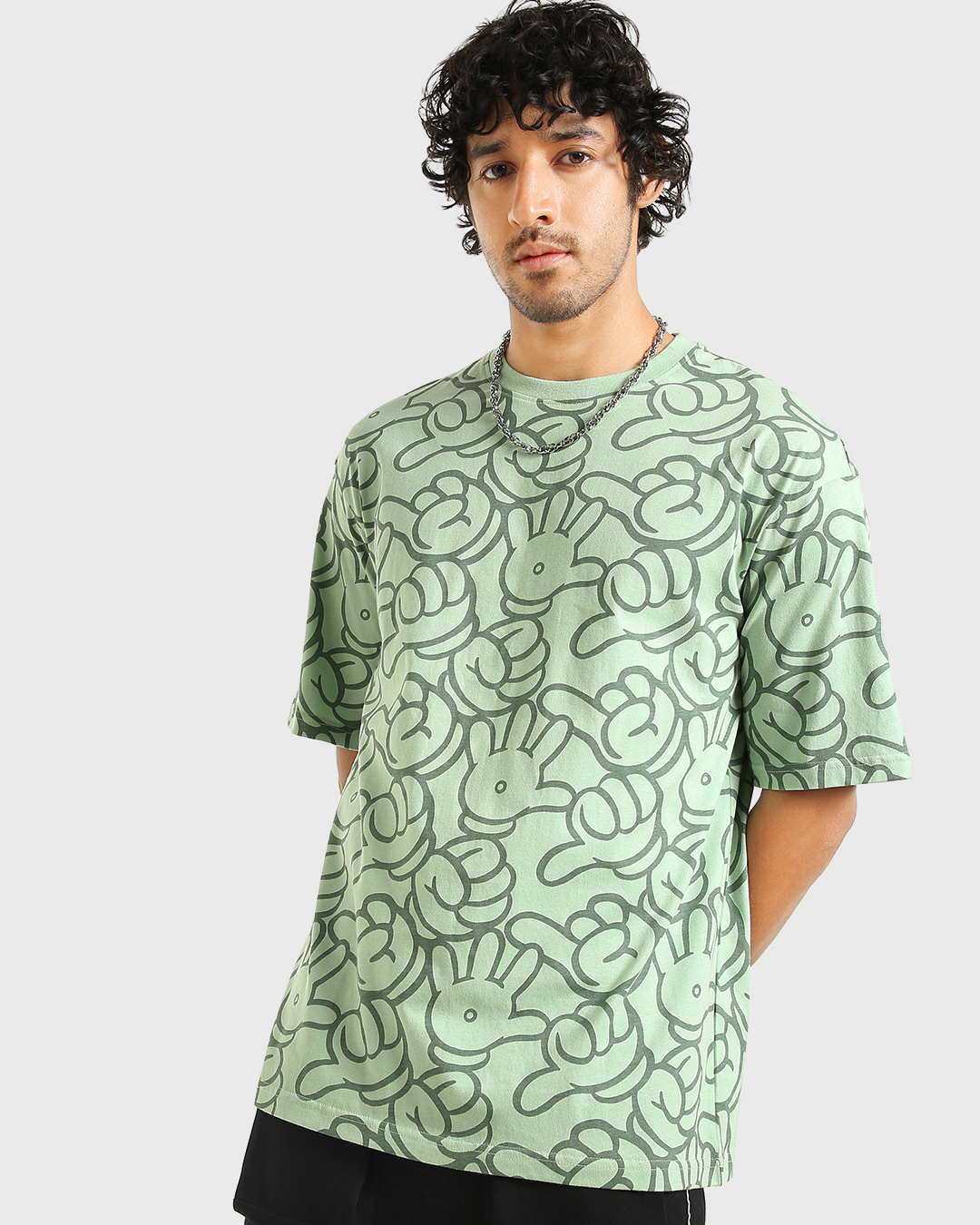 Buy Men's Green AOP Oversized T-shirt Online at Bewakoof