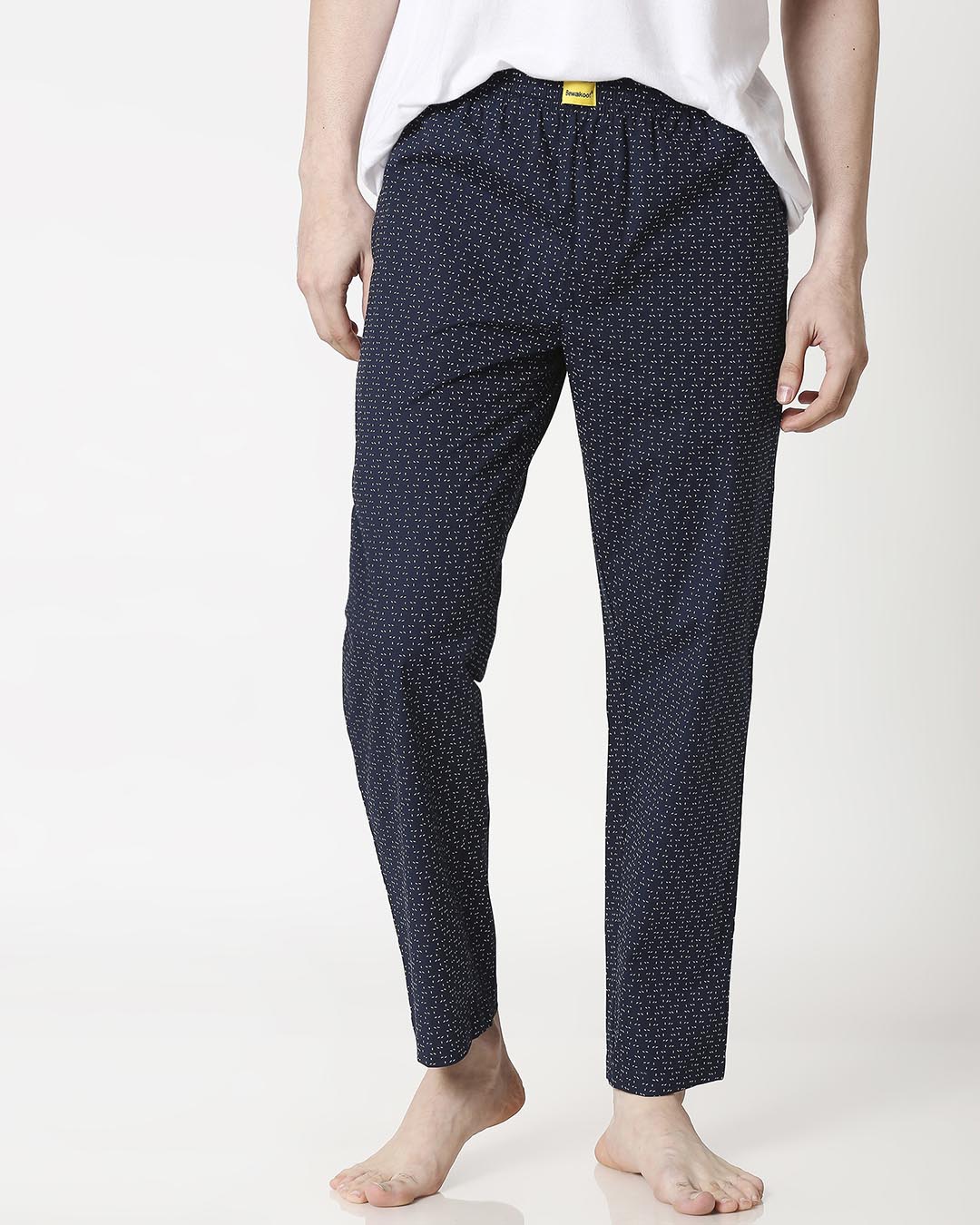 

White Sprinkles Men' Pyjama Men' Printed Cotton Lycra Pyjama Bewakoof.com, Aop