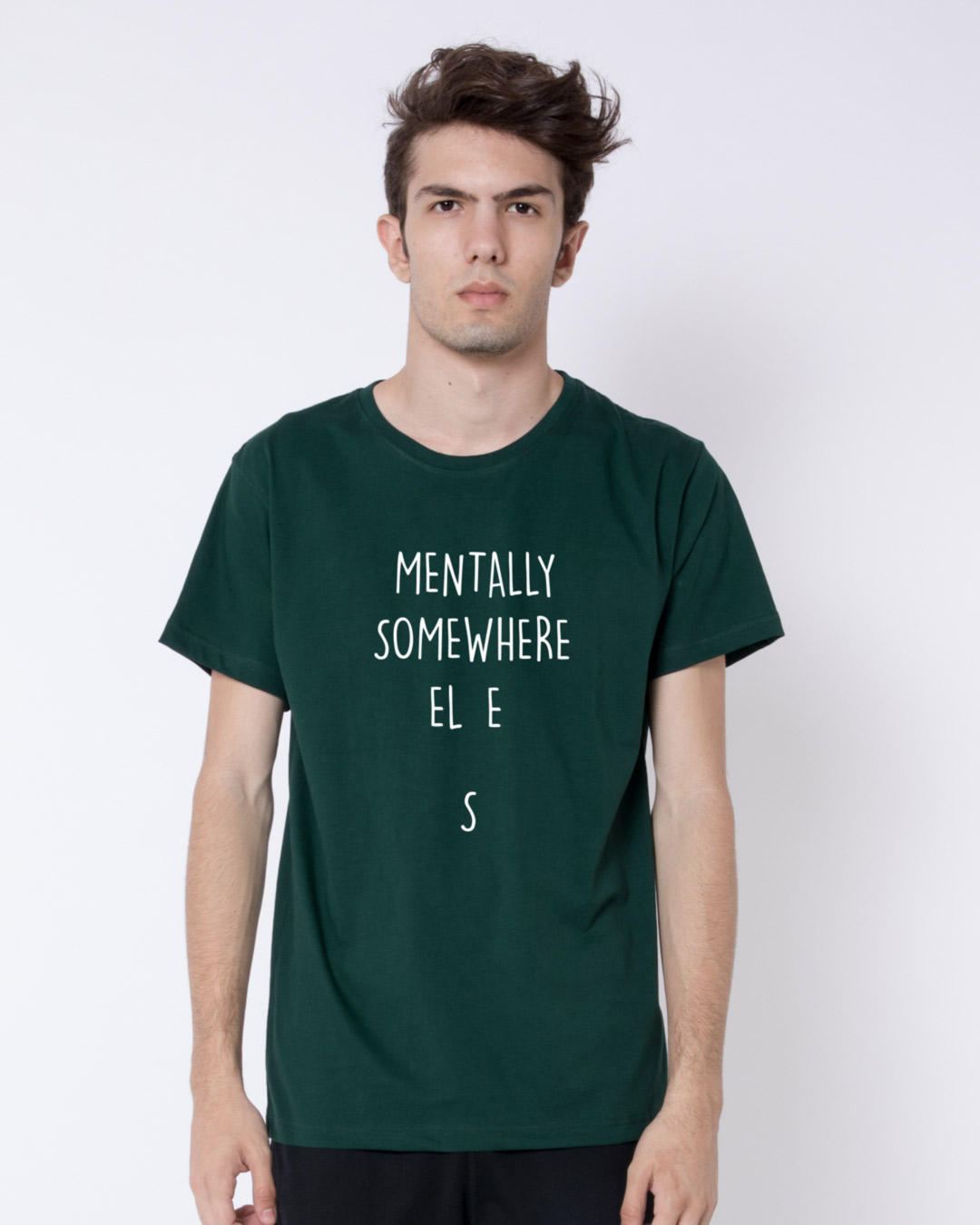 Shop Mentally Somewhere Else Half Sleeve T-Shirt-Back