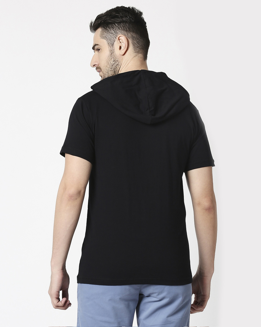 Shop Men's Black Mentally Travelling Graphic Printed Hoodie T-shirt-Back