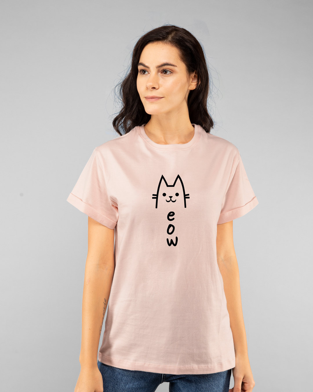 Shop Meow 2.0 Boyfriend T-Shirt Baby Pink-Back