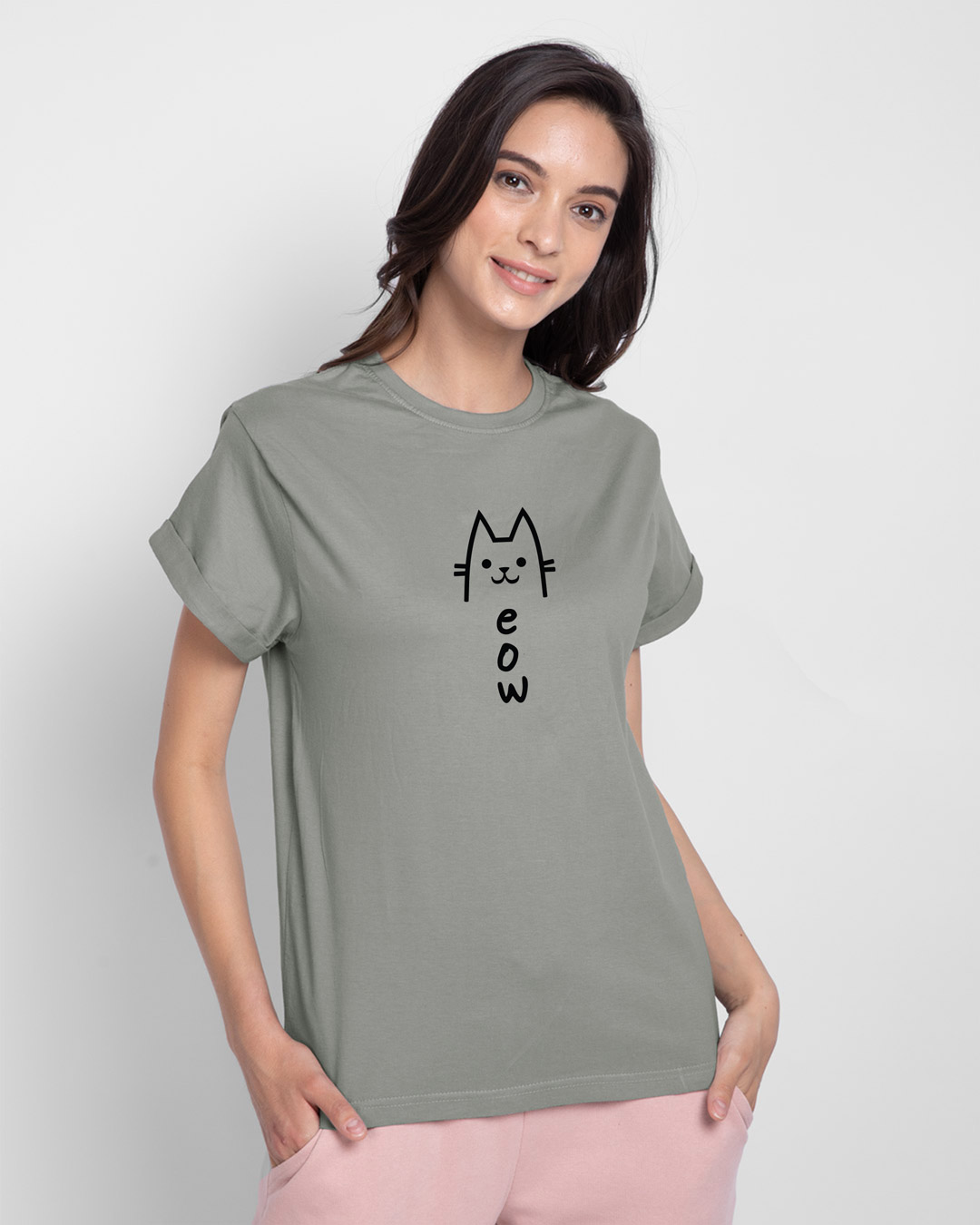 Shop Meow 2.0 Boyfriend T-Shirt Meteor Grey-Back