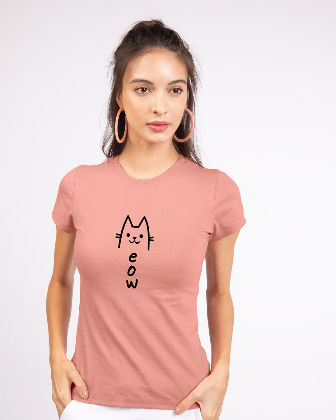 Shop Meow 2.0 Half Sleeve Printed T-Shirt Misty Pink-Back