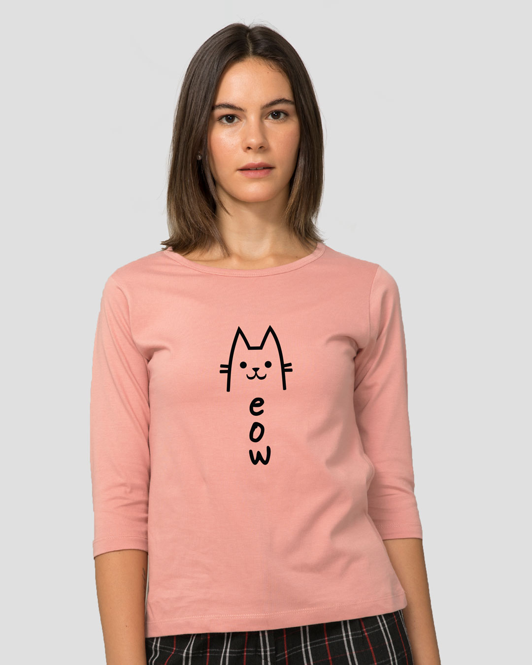 Shop Meow 2.0 Round Neck 3/4 Sleeve T-Shirt Misty Pink-Back