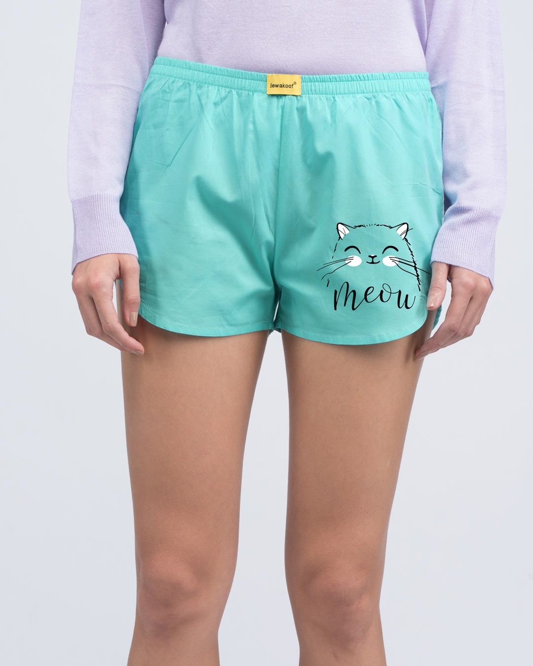 Shop Meow Kitty Side Printed Boxer-Back