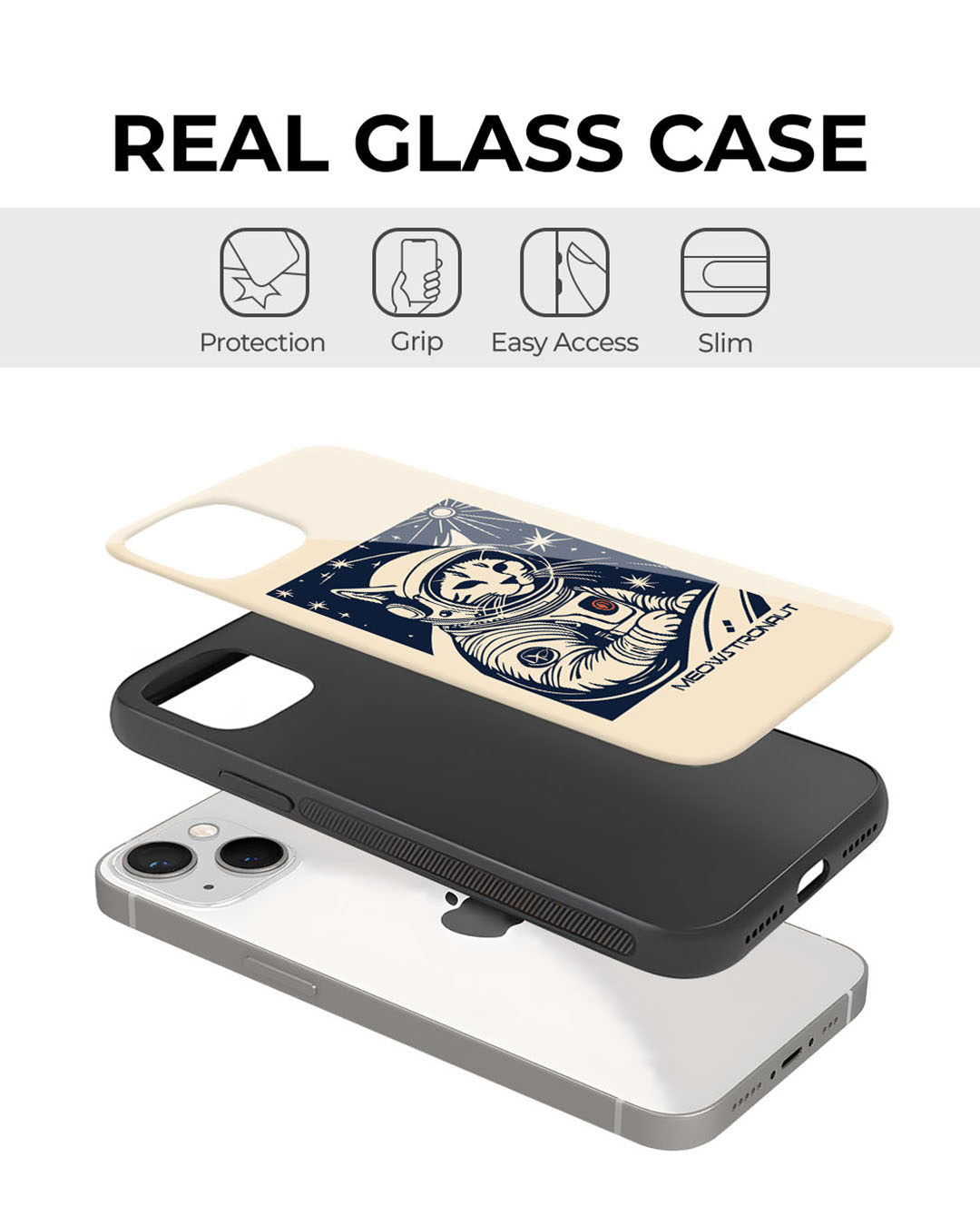 Shop Meowstronaut Premium Glass Cover for Apple iPhone 14-Back