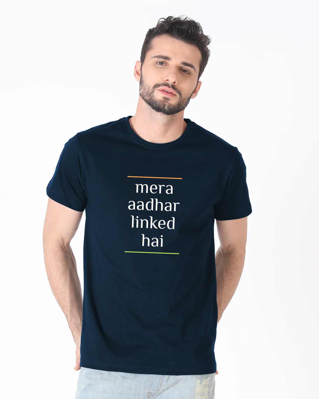 Shop Mera Aadhar Linked Hai Half Sleeve T-Shirt-Back