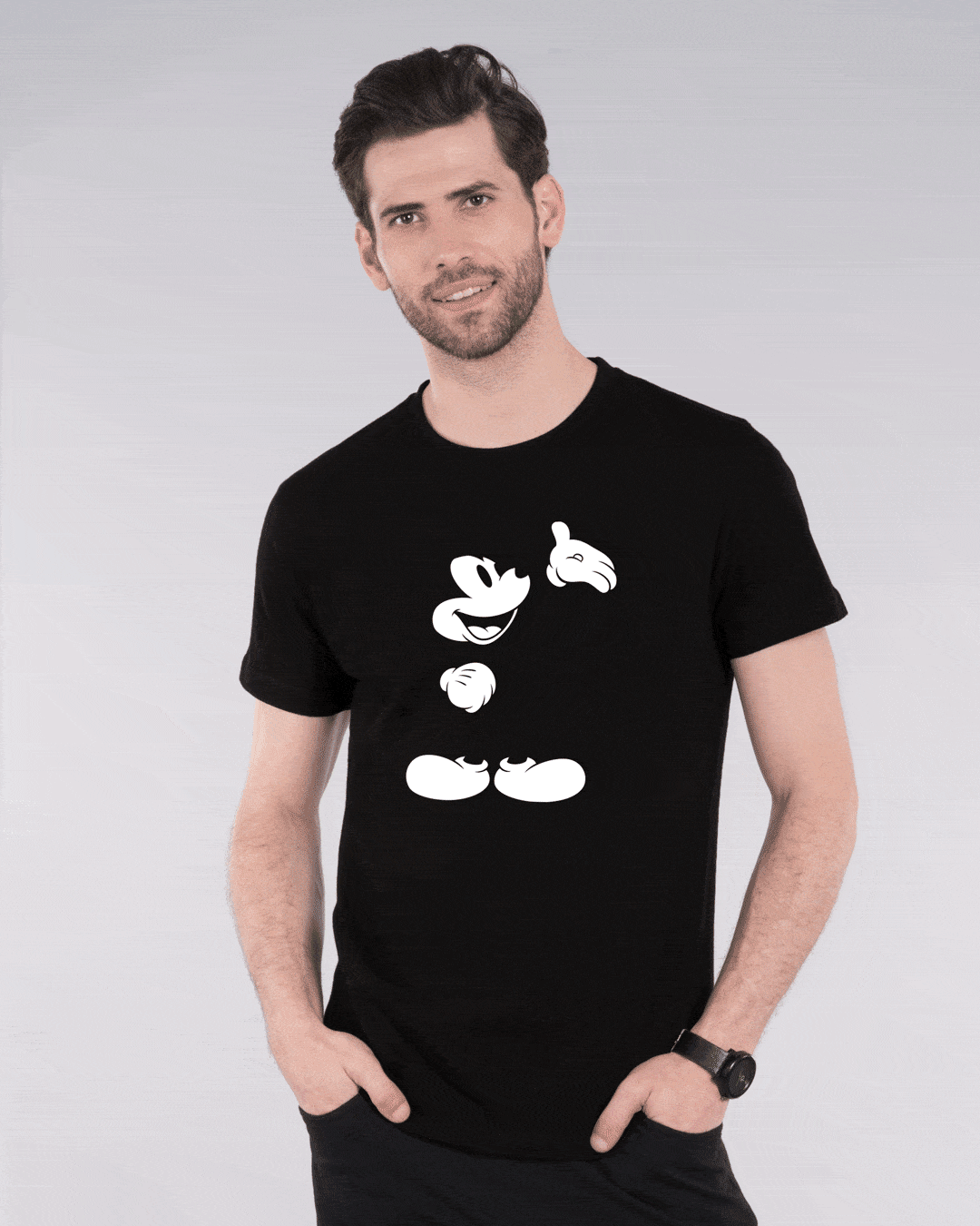 Shop Merged Mickey Glow In Dark Half Sleeve T-Shirt (DL) -Back