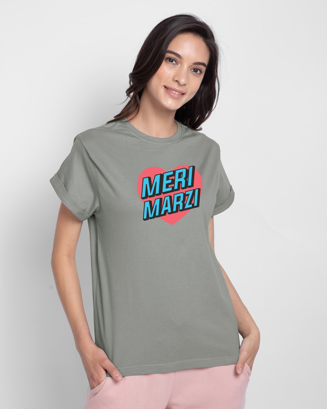 Shop Meri Marzi Boyfriend T-Shirt Meteor Grey-Back