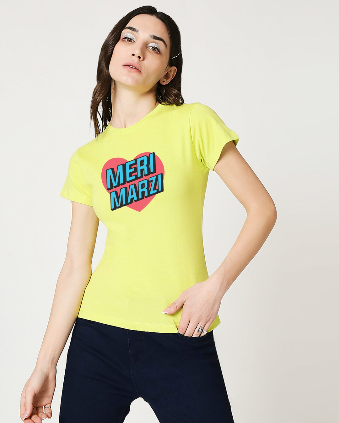 Shop Meri Marzi Half Sleeve Printed T-Shirt Neo Mint-Back