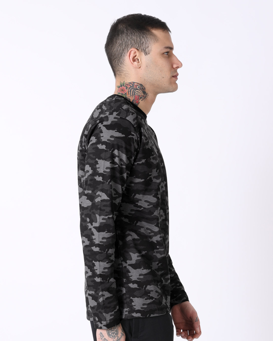 Shop Meteor Grey Camouflage Full Sleeve T-Shirt-Back