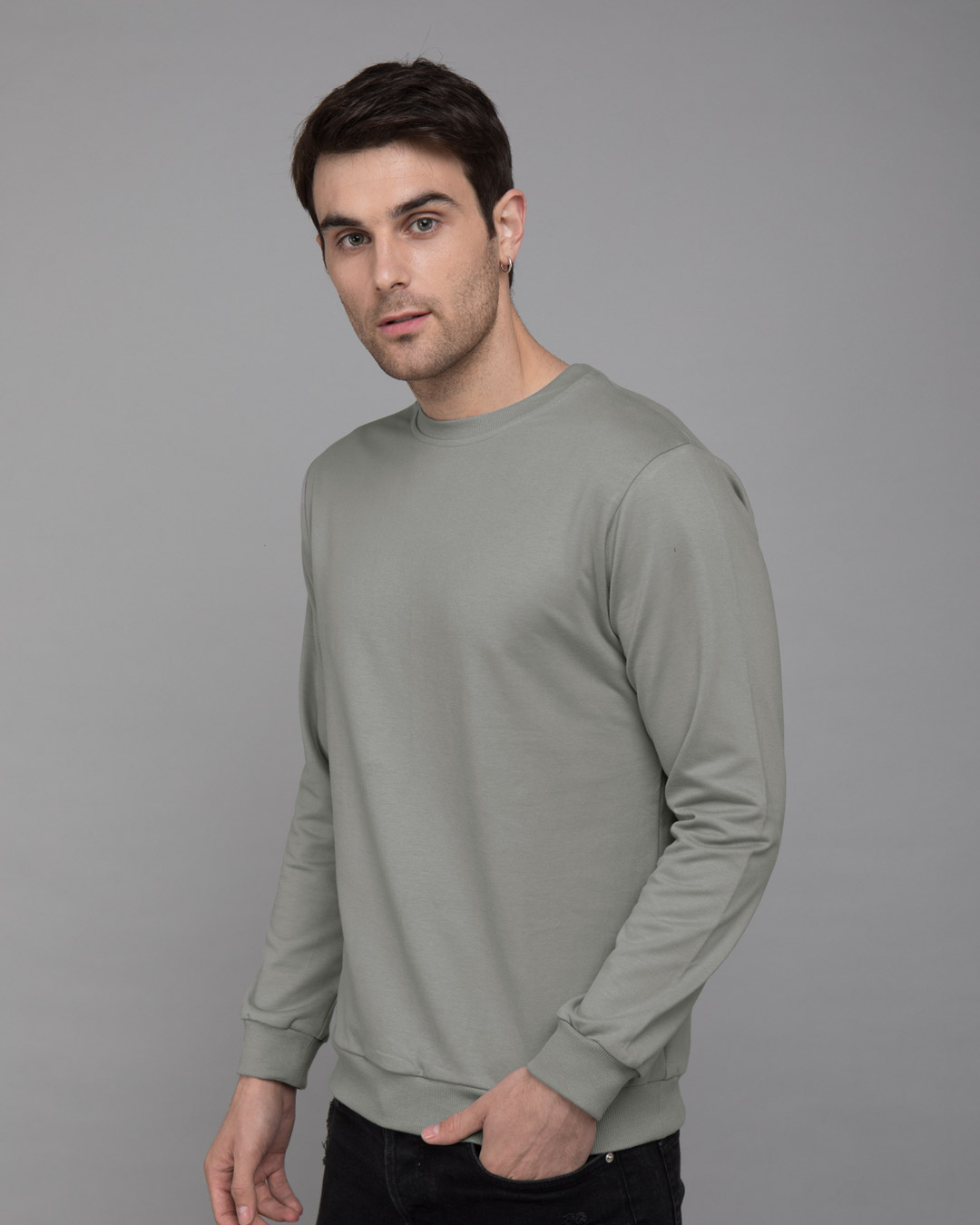 Shop Meteor Grey Fleece Light Sweatshirt-Back