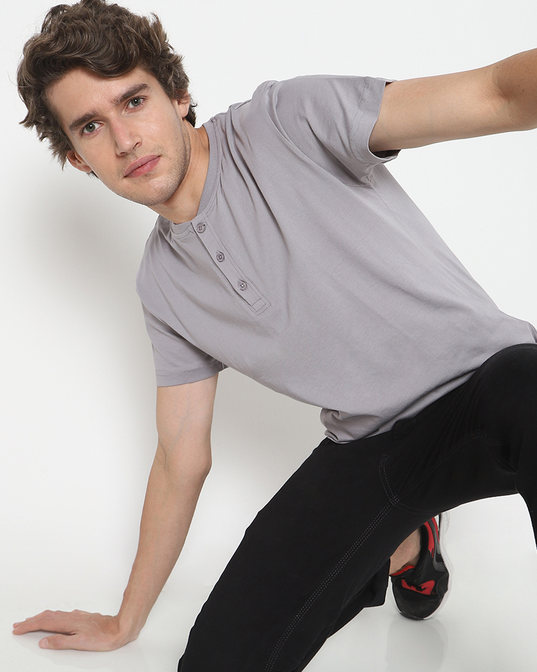 Buy Men's Grey Henley Tshirt Online at Bewakoof